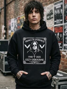 Ozzy Osbourne 'Prince of Darkness' Black Memorial Hoodie
